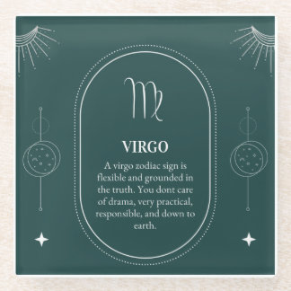 Virgo customize name 12 signs of the Zodiac Glass Coaster