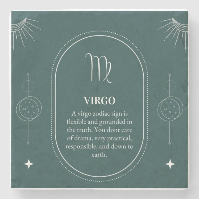 Virgo customize name 12 signs of the Zodiac Stone Coaster (Front)