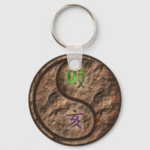 Virgo & Earth Boar Keychain