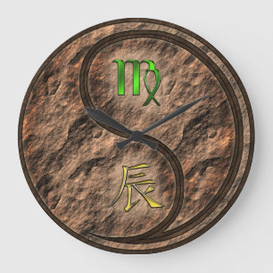 Virgo & Earth Dragon Large Clock