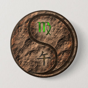 Virgo & Earth Horse 3 Inch Round Button
