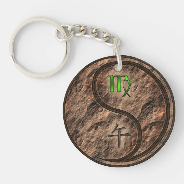 Virgo & Earth Horse Keychain (Front)