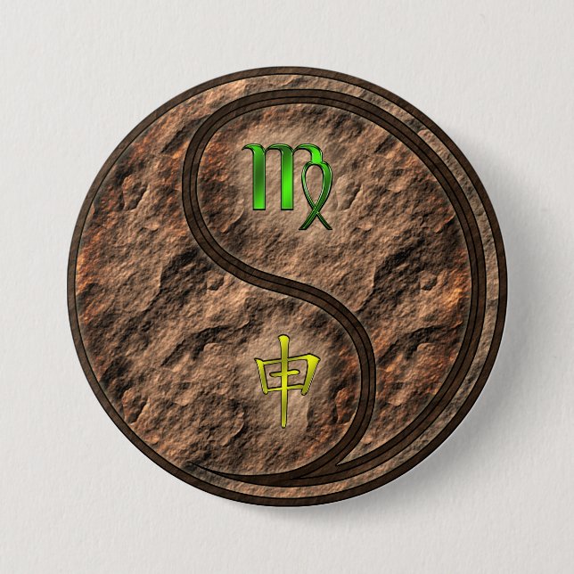 Virgo & Earth Monkey 3 Inch Round Button (Front)