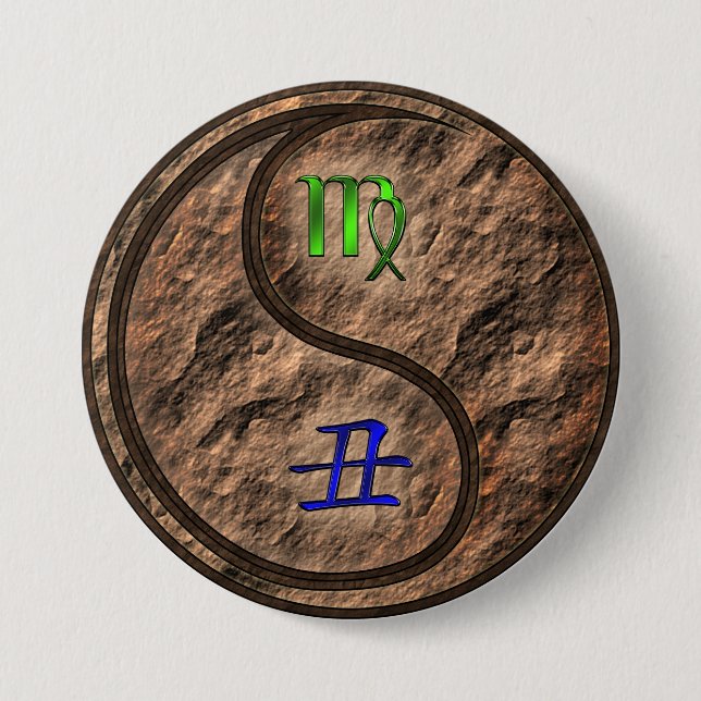 Virgo & Earth Ox 3 Inch Round Button (Front)