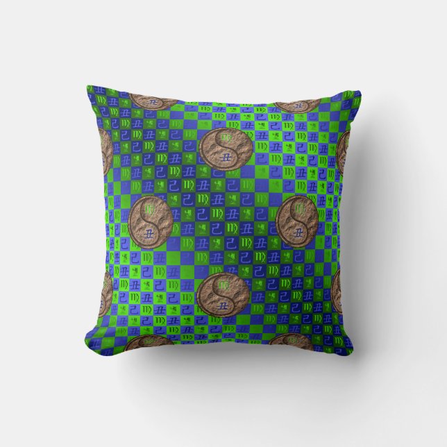 Virgo & Earth Ox Throw Pillow (Front)