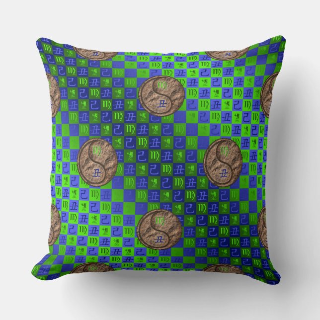 Virgo & Earth Ox Throw Pillow (Front)