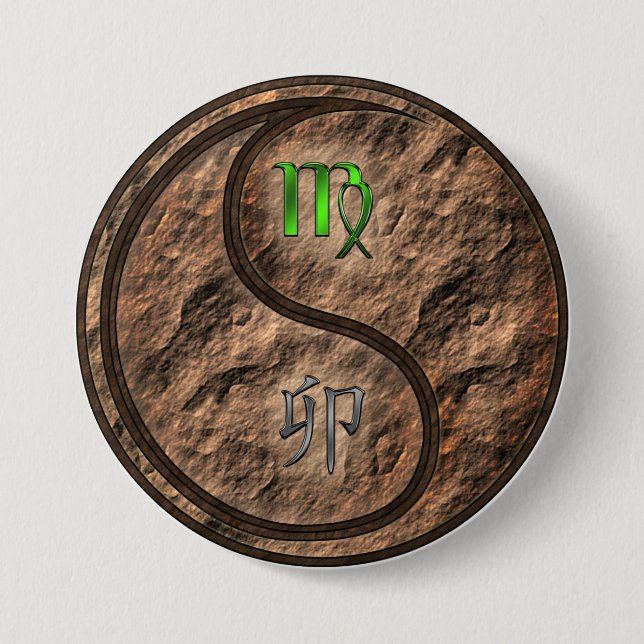 Virgo & Earth Rabbit 3 Inch Round Button (Front)