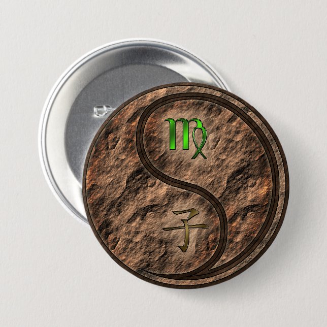 Virgo & Earth Rat 3 Inch Round Button (Front & Back)