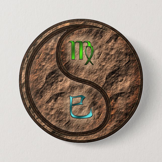 Virgo & Earth Snake 3 Inch Round Button (Front)
