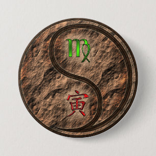 Virgo & Earth Tiger 3 Inch Round Button