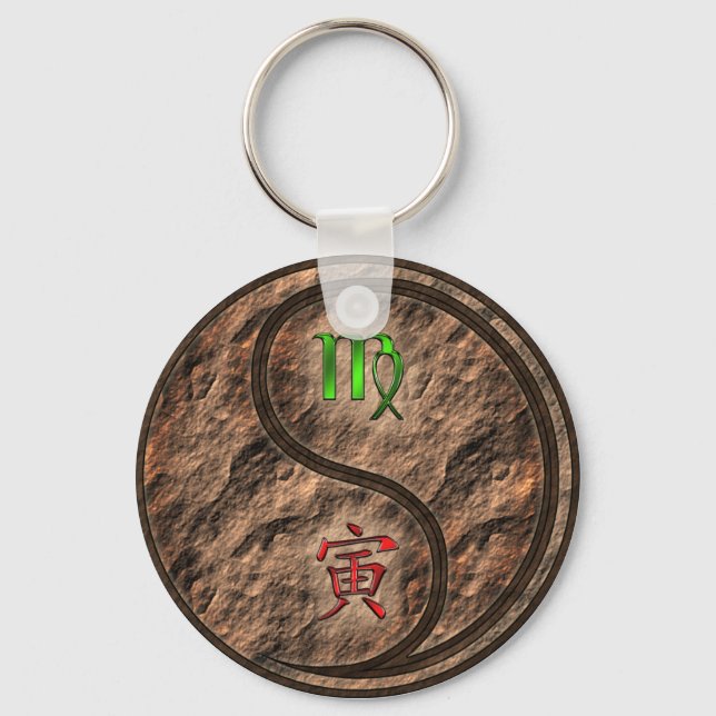 Virgo & Earth Tiger Keychain (Front)