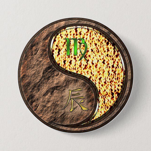 Virgo & Fire Dragon 3 Inch Round Button (Front)