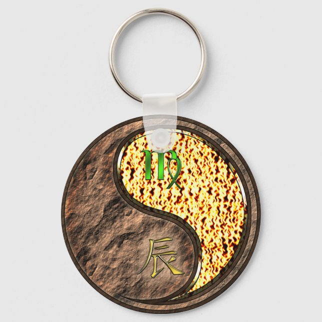 Virgo & Fire Dragon Keychain (Front)