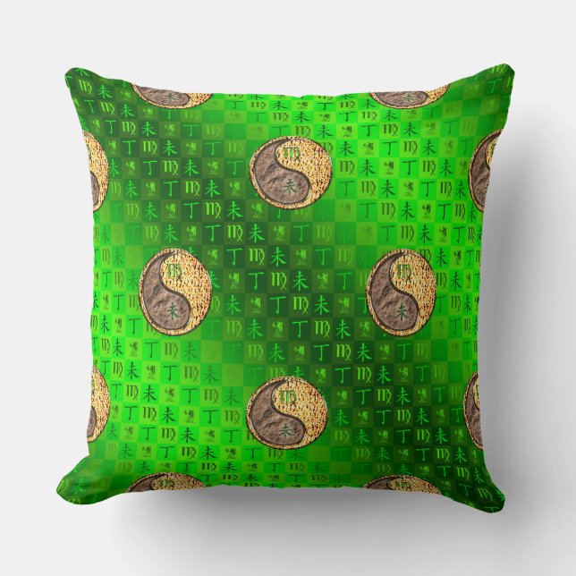 Virgo & Fire Goat Throw Pillow (Front)