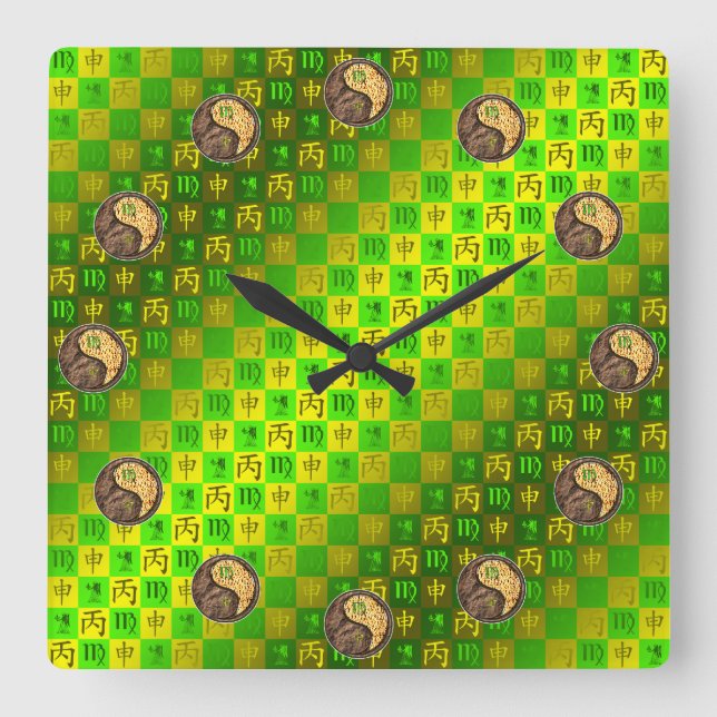 Virgo & Fire Monkey Square Wall Clock (Front)