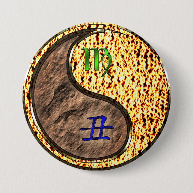 Virgo & Fire Ox 3 Inch Round Button (Front)