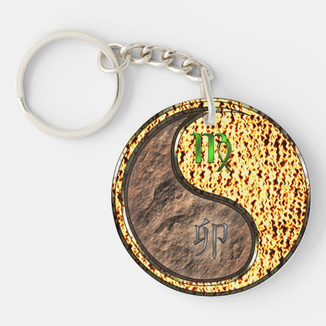 Virgo & Fire Rabbit Keychain (Front)