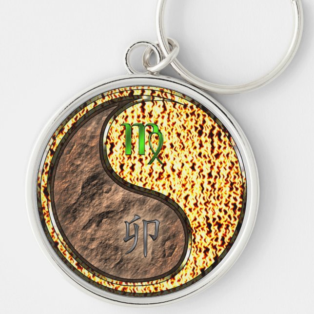 Virgo & Fire Rabbit Keychain (Front)