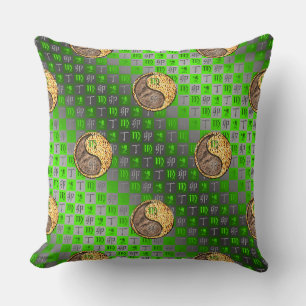 Virgo & Fire Rabbit Throw Pillow