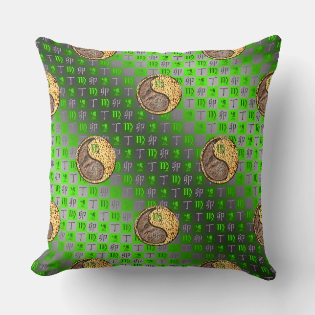 Virgo & Fire Rabbit Throw Pillow (Front)