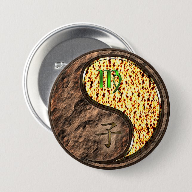 Virgo & Fire Rat 3 Inch Round Button (Front & Back)