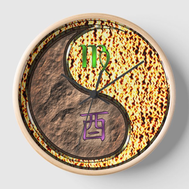Virgo & Fire Rooster Clock (Front)