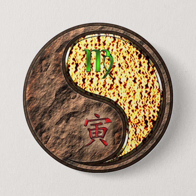 Virgo & Fire Tiger 3 Inch Round Button (Front)
