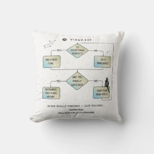 Virgo Flow Chart – Funny Zodiac Sign Humor Throw Pillow