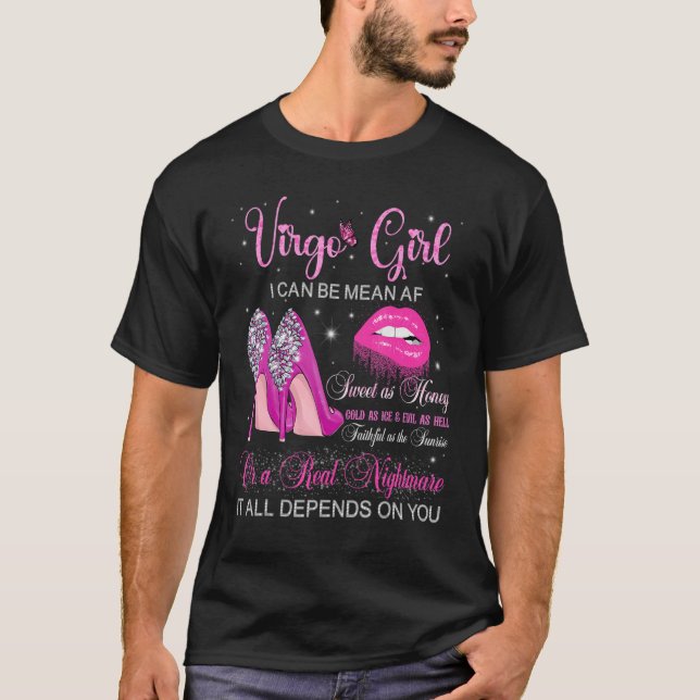 Virgo Girl Birthday High Heels Dripping Lips Zodia T-Shirt (Front)