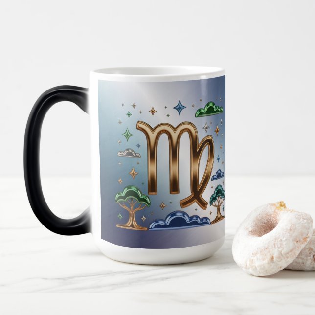 Virgo Glyph Zodiac Sign Morphing Mug (With Donut)