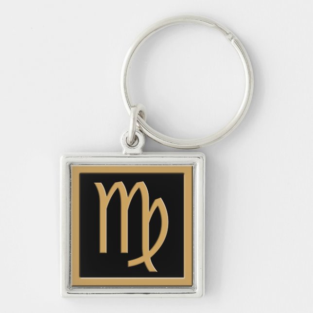 Virgo Gold Symbol Design Premium Keychain (Front)