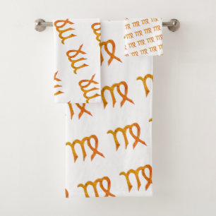 Virgo Gold Zodiac Astrology Sign Bath Towel Set