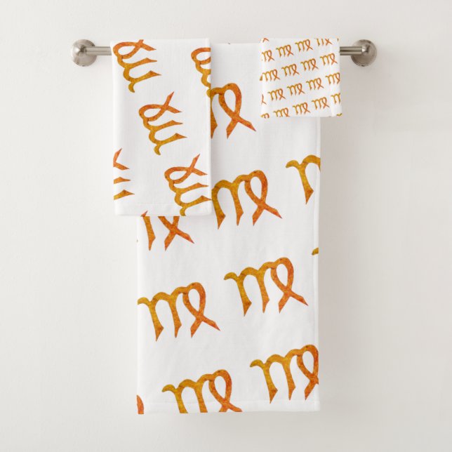 Virgo Gold Zodiac  Astrology Sign Bath Towel Set (Insitu)
