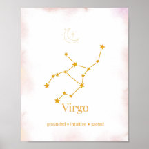 Virgo Gold Zodiac Wall Art – Celestial Constellati