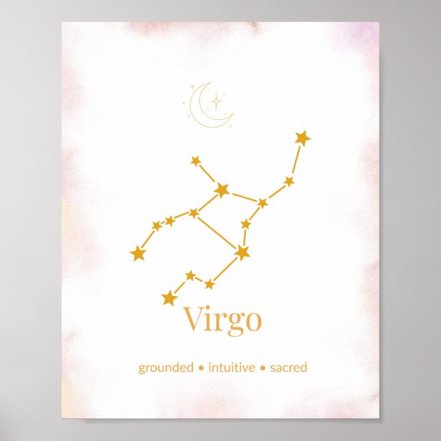 Virgo Gold Zodiac Wall Art – Celestial Constellati (Front)