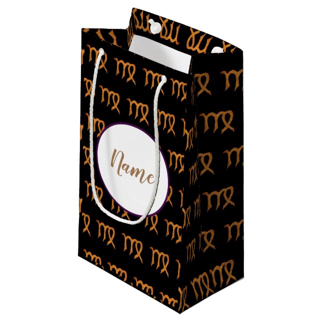Virgo Golden  Astrology Sign Personalized Small Gift Bag (Front Angled)