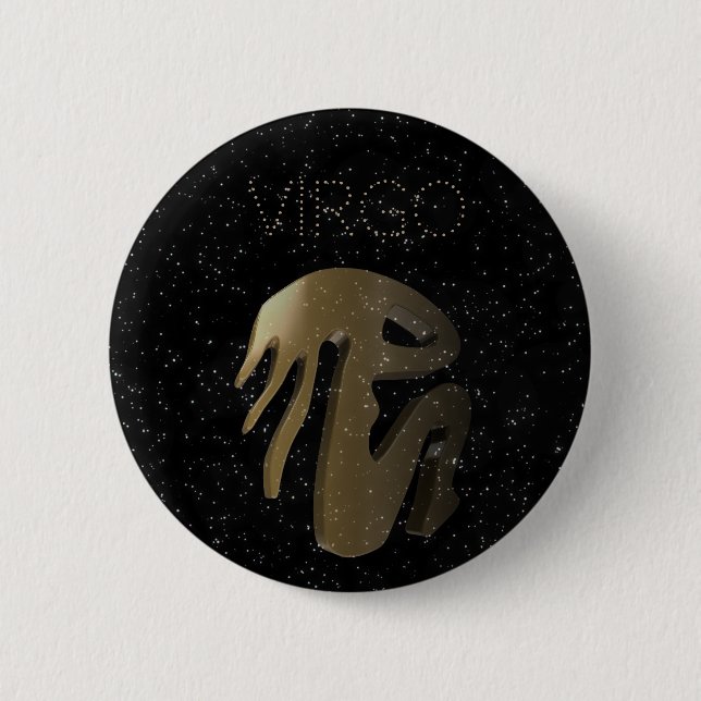 Virgo golden sign 2 inch round button (Front)