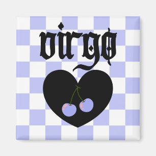 Virgo Gothic Aesthetic Chequered Cherries Design Magnet