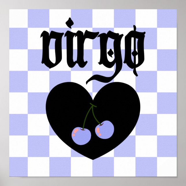Virgo Gothic Aesthetic Chequered Cherry Art Poster (Front)