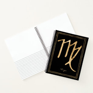 Virgo hammered stylized gold astrology symbol note notebook