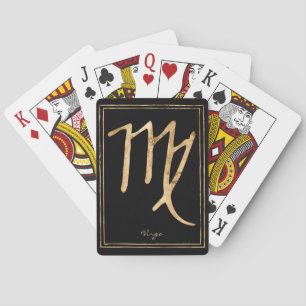 Virgo hammered stylized gold astrology symbol  playing cards