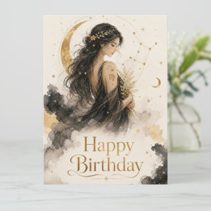 Virgo Happy Birthday Watercolor Design