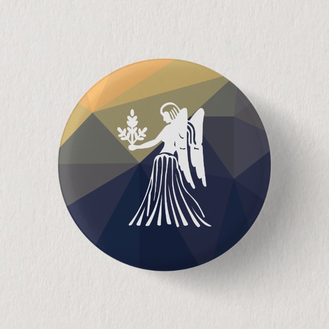Virgo horoscope round button.Angel button (Front)