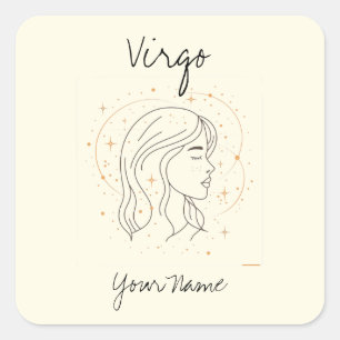 Virgo Line Art with Constellation Stars Square Sticker