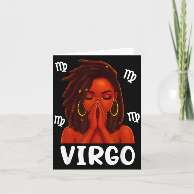Virgo Loc'd Black Woman Pray Christian Zodiac Birt Card (Front)