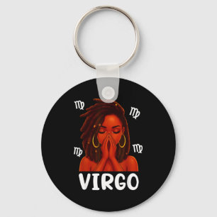 Virgo Loc'd Black Woman Pray Christian Zodiac Birt Keychain