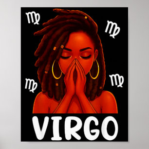 Virgo Locd Black Woman Pray Christian Zodiac Birth Poster