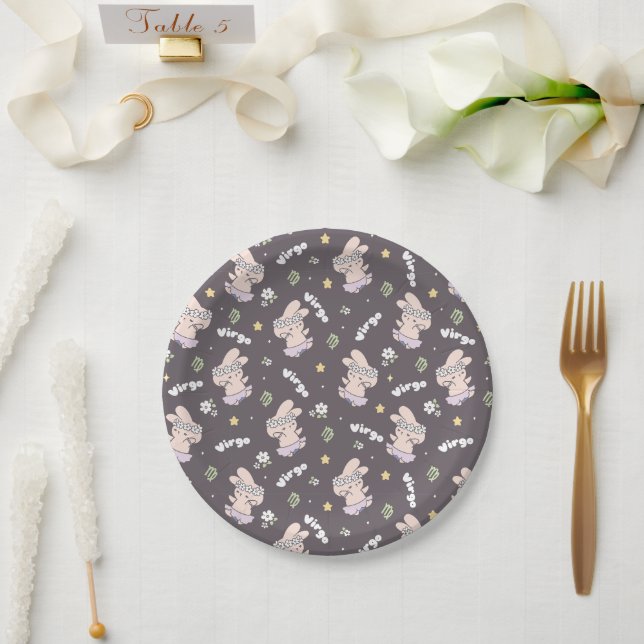 Virgo Loppi Tokki Bunny Zodiac Series Pattern II Paper Plate (Wedding)