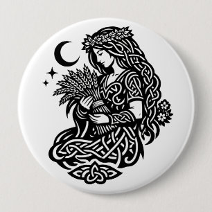 Virgo Maiden Sigil — Earthbound Zodiac Inkwork 4 Inch Round Button