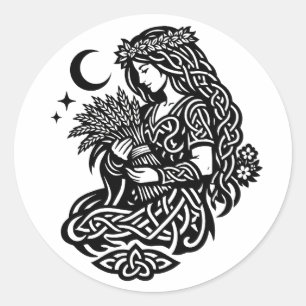 Virgo Maiden Sigil — Earthbound Zodiac Inkwork Classic Round Sticker